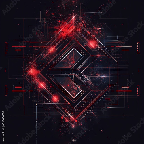 Detailed kes symbol icon with futuristic patterns and digital aesthetics photo