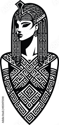 cleopatra in silhouete with celtic knot pattern illustration