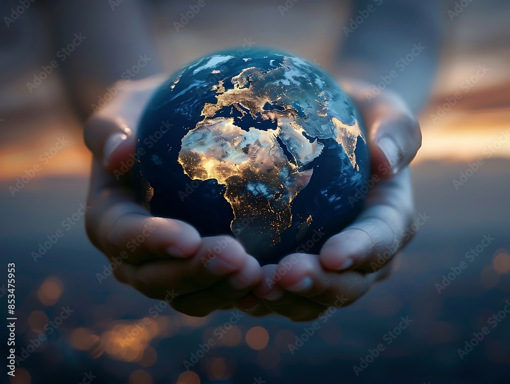 Fototapeta premium A person holding a planet earth