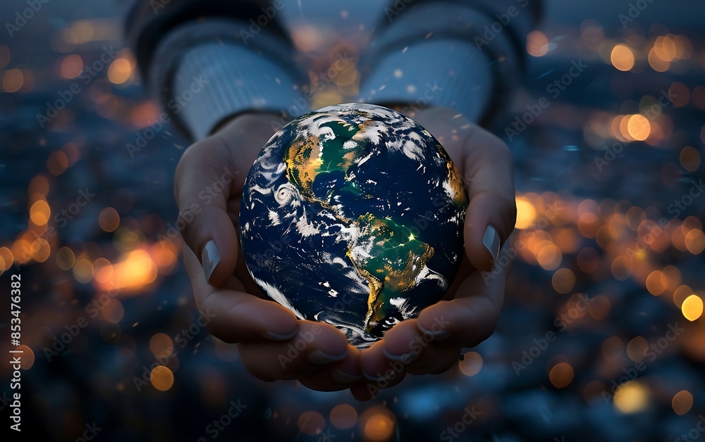 Fototapeta premium A person holding a planet earth