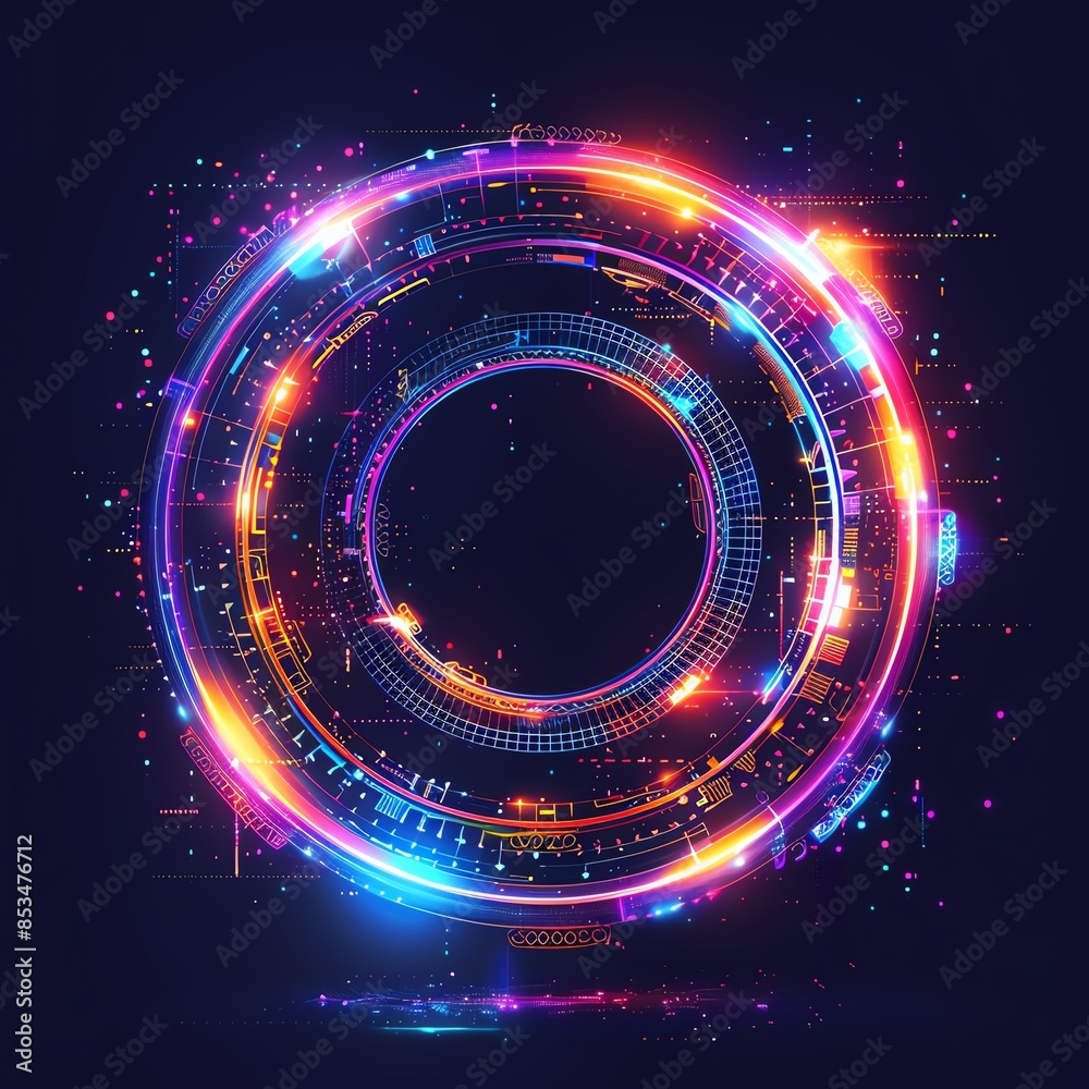 Fototapeta premium High-tech try symbol icon with vibrant colors and holographic details