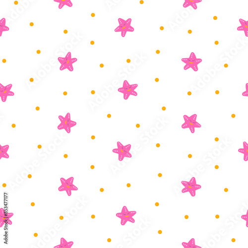 Cartoon aquatic animals. Seamless pattern. Fish characters underwater world. Marine life. Vector drawing. Design ornaments.