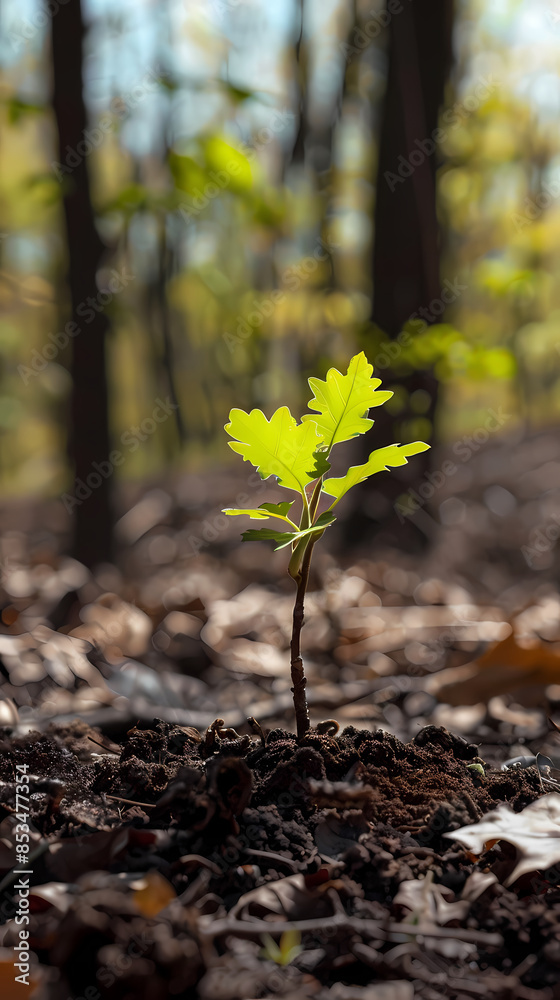 A tree sapling growing in the forest A tree sapling growing in the forest