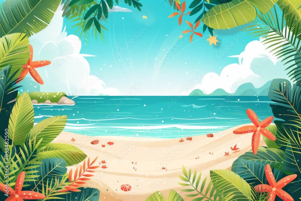 Fototapeta premium Summer Background illustration created with Generative AI