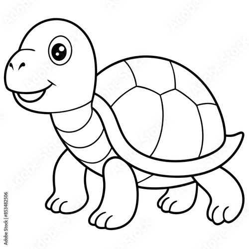 Turtle Line Art Vector Illustration.