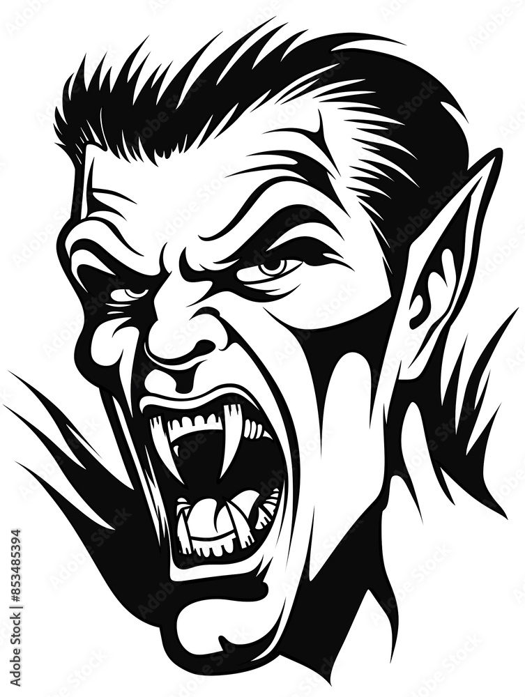 A vampire with a menacing look on his face A vampire with a menacing look on his face