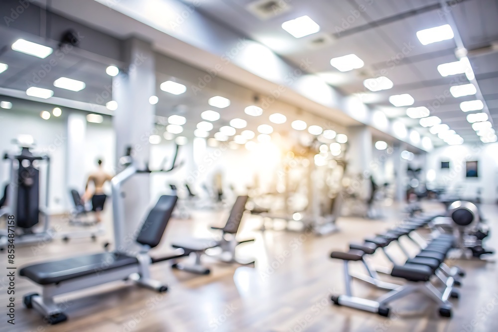 Fototapeta premium Blurred Gym Interior with Equipment.