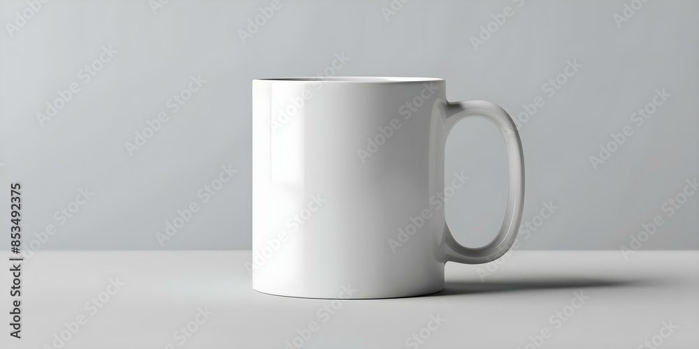 Professional White Blank Mug Mockup Photo with Copy Space and Selective Focus. Concept Blank Mug Mockup, Copy Space, Selective Focus, Professional Photography, White Background Professional White Blank Mug Mockup Photo with Copy Space and Selective Focus. Concept Blank Mug Mockup, Copy Space, Selective Focus, Professional Photography, White Background