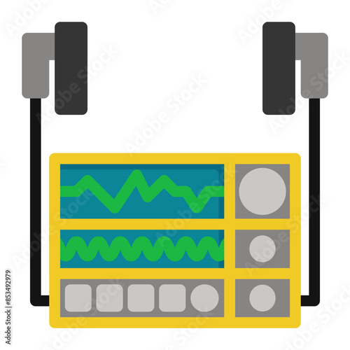 Defibrillator  in  Flat color fill style