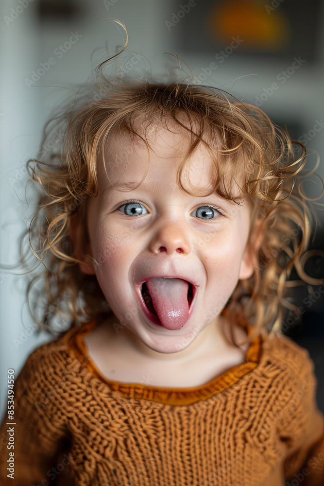 Little girl making silly and funny faces, capturing the joy and playfulness of childhood Little girl making silly and funny faces, capturing the joy and playfulness of childhood