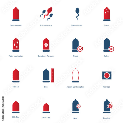 Condom icon set. Safe sex icon vector illustration	