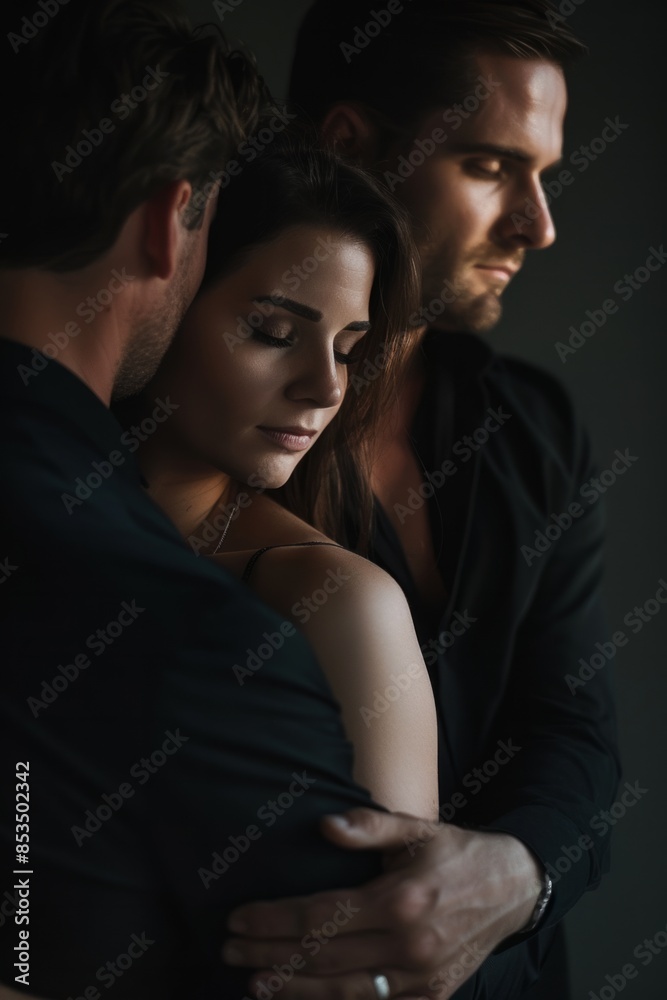 Intimate Couple Embrace in Moody Low Light Portrait Intimate Couple Embrace in Moody Low Light Portrait