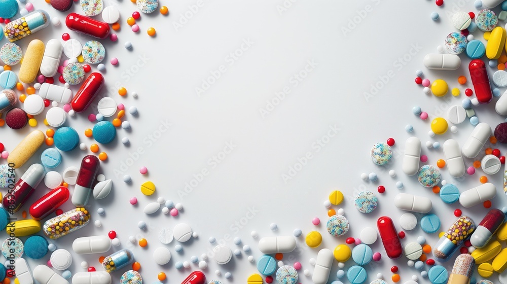 Pills Tablets Capsules Medication Closeup Backdrop Healthcare Wallpaper Pharmaceutical Marketing Background Isolated Medicine Concept on White Background with Copy Space for Text Pills Tablets Capsules Medication Closeup Backdrop Healthcare Wallpaper Pharmaceutical Marketing Background Isolated Medicine Concept on White Background with Copy Space for Text