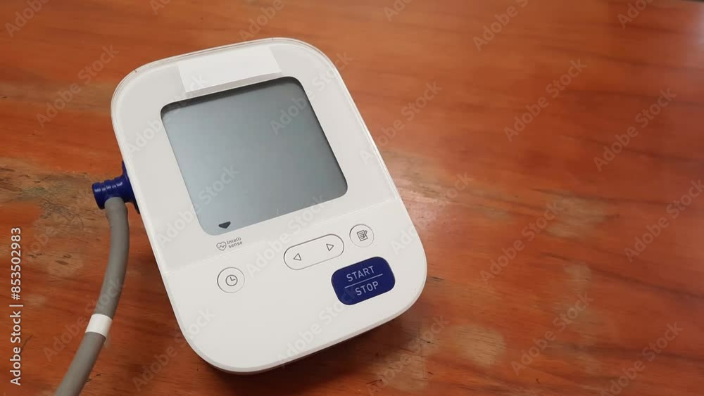 Man checks blood pressure monitor and heart rate monitor with digital pressure gauge. Health care and Medical concept. Man checks blood pressure monitor and heart rate monitor with digital pressure gauge. Health care and Medical concept.