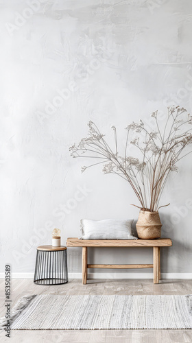 Minimalist room interiors in neutral colors with minimal furniture. Residential interior design composition for Real Estate.