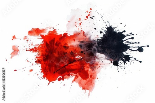 Colored ink blots stains on a white background