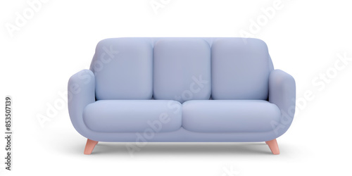 3d realistic gray sofa with shadow