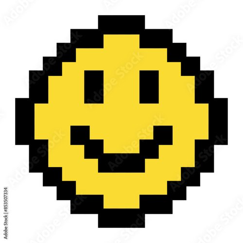 pixel style art smile face emoticon, 8bit style emoticon
