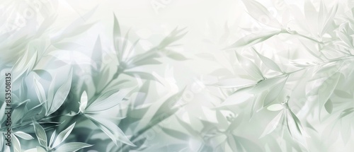 Abstract floral nature background with delicate white plant and flower leaves border
