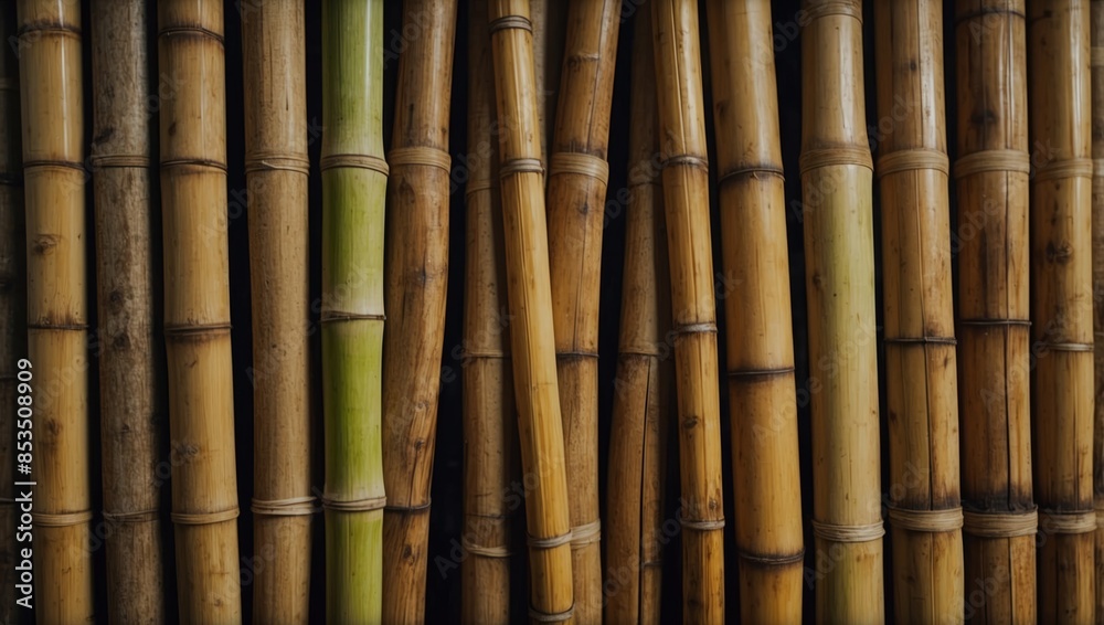 Fototapeta premium a bamboo woven wall texture traditional handmade with old rustic weathered.
