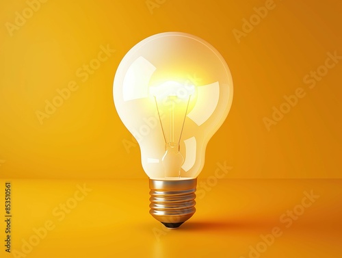 A glowing light bulb against a vibrant yellow background symbolizing ideas and innovation.