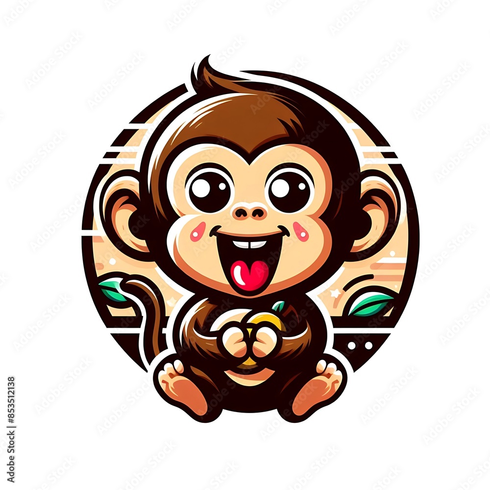 Fototapeta premium A cartoon of a monkey design colours drawing graphic vector engaging realistic.