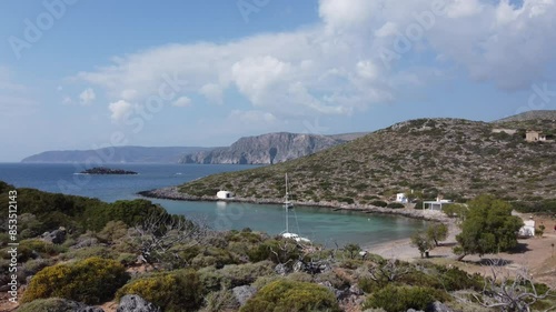 Aerial view of Kythira greek island bay Limnionas beach photo