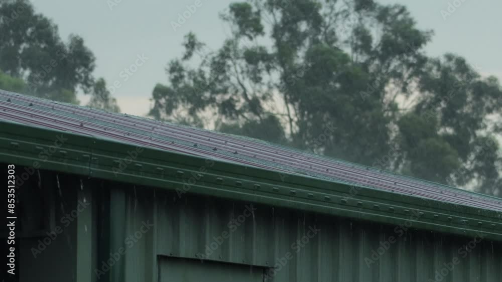 Thunderstorm Heavy Rain On Garage Shed Very Windy Australia Victoria Gippsland Maffra Thunderstorm Heavy Rain On Garage Shed Very Windy Australia Victoria Gippsland Maffra