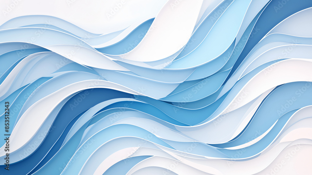 Obraz premium Abstract blue and white waves with copy space text for design, 3D, and abstract art