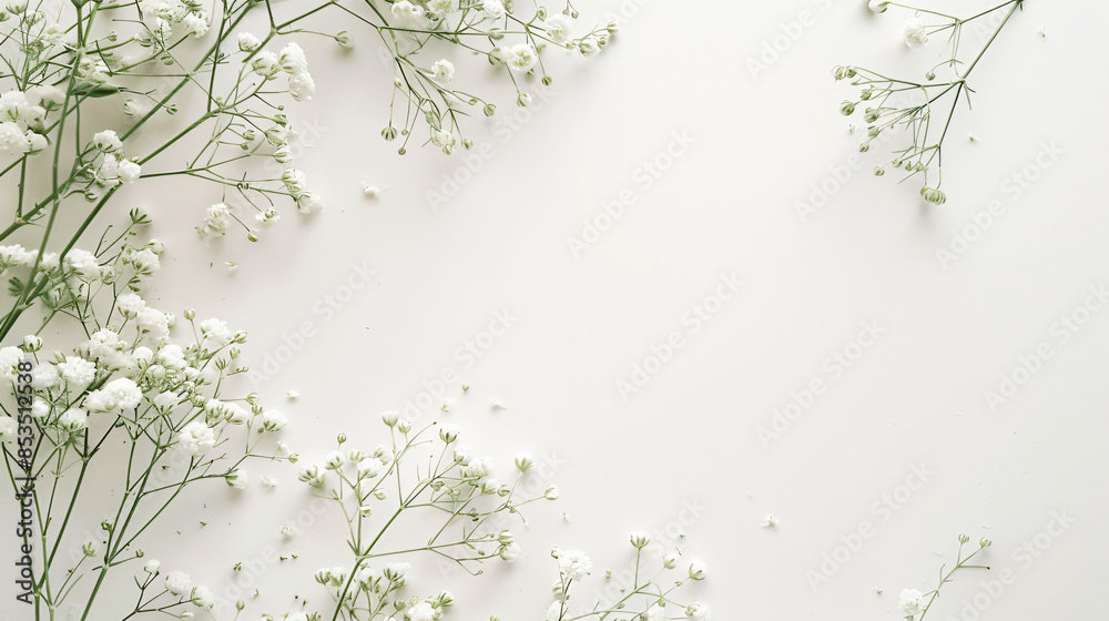 White flowers with copy space text for wedding, floral, and minimalism