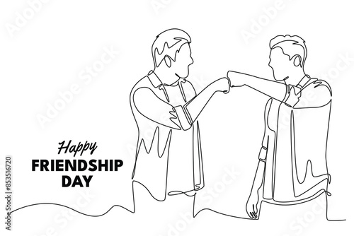 Happy international friendship day Concept. Single line draw design vector graphic illustration.