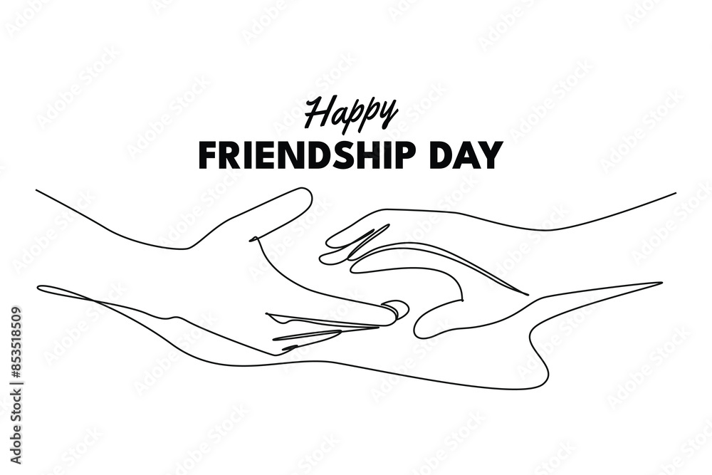 Obraz premium Happy international friendship day Concept. Single line draw design vector graphic illustration.