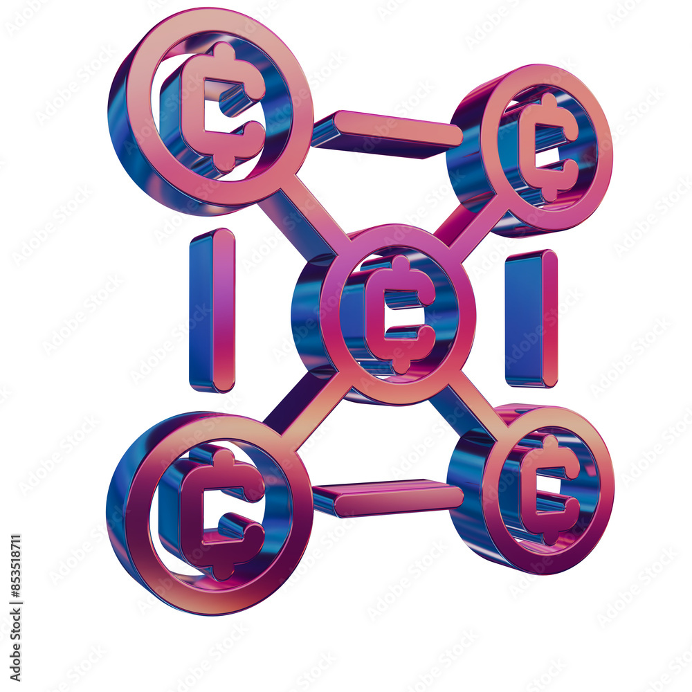 3D Neon Retro Icon - Cryptocurrency Circuit Blockchain Coins Symbol 3D Neon Retro Icon - Cryptocurrency Circuit Blockchain Coins Symbol