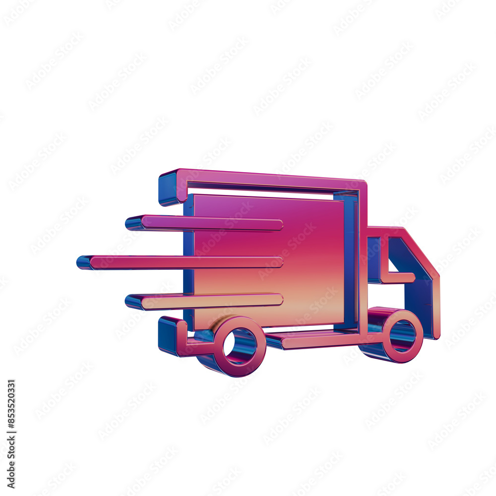 3D Neon Retro Icon - Delivery Truck Symbol Online Shopping 3D Neon Retro Icon - Delivery Truck Symbol Online Shopping