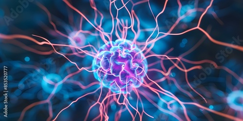 Artistic computergenerated image of opioid receptors in the human brain. Concept Medicine, Neuroscience, Pharmacology, Brain Science, Molecule Illustration photo