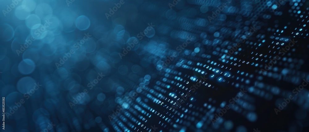 Abstract blue digital data and technology background with bokeh. Modern futuristic digital data stream and information visualization. Abstract blue digital data and technology background with bokeh. Modern futuristic digital data stream and information visualization.