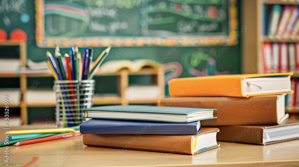 Education and reading concept - group of colorful books on the wooden table Education and reading concept - group of colorful books on the wooden table
