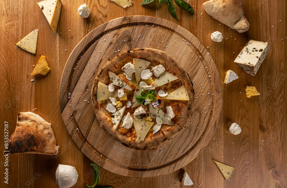 Gourmet artisanal cheese pizza Gourmet artisanal cheese pizza