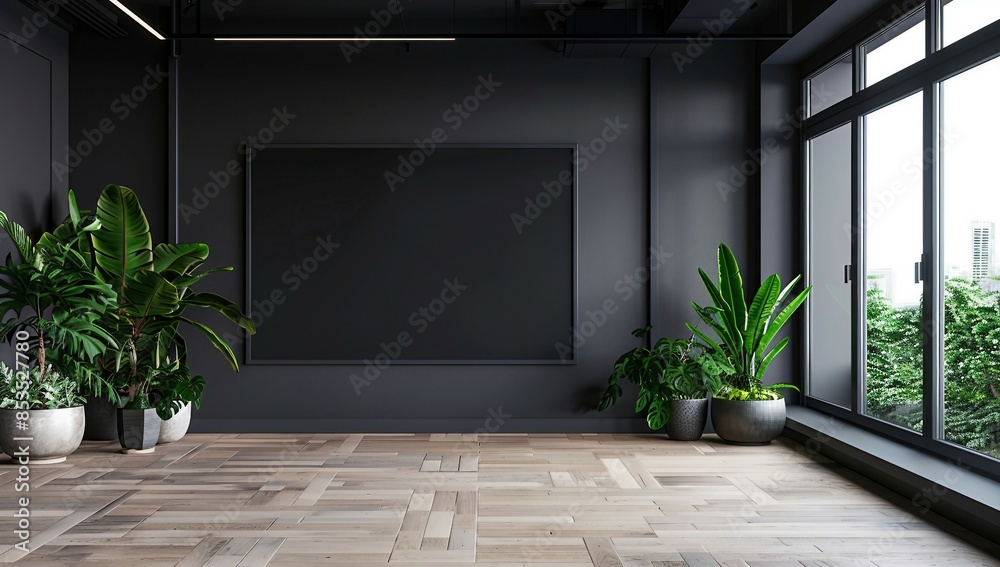 Fototapeta premium Office Wall Art Mock up, blank wall