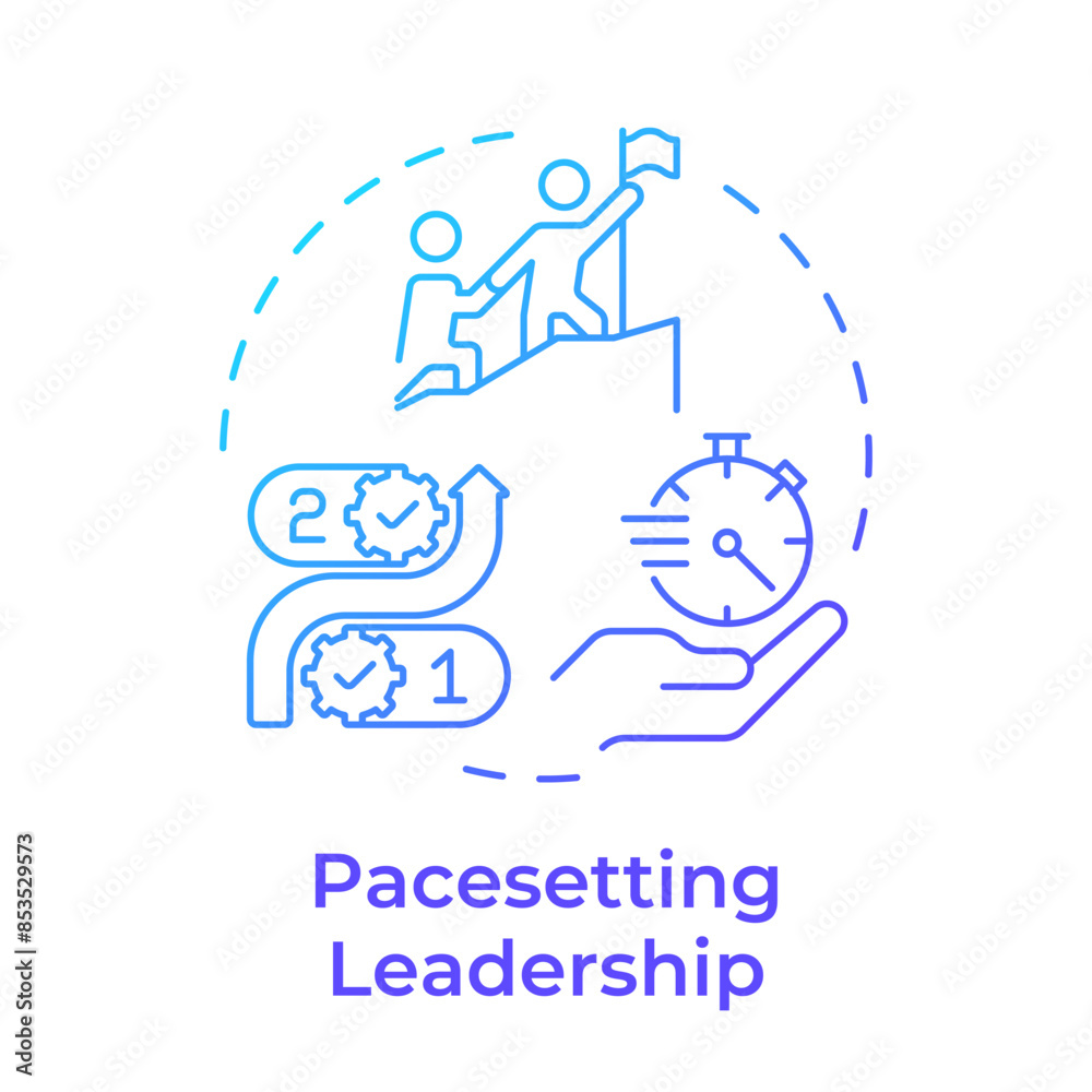 Pacesetting leadership blue gradient concept icon. Workflow organization, efficiency management. Round shape line illustration. Abstract idea. Graphic design. Easy to use in infographic, presentation Pacesetting leadership blue gradient concept icon. Workflow organization, efficiency management. Round shape line illustration. Abstract idea. Graphic design. Easy to use in infographic, presentation