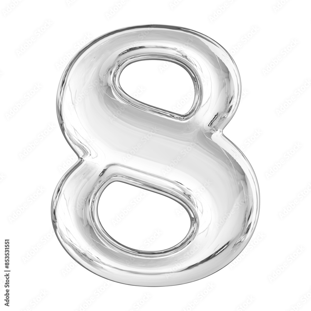 Silver 3D Number 8 Silver 3D Number 8