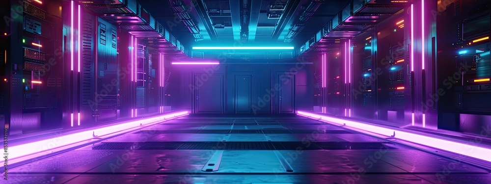 Server Room Include Purple data server room with purple lights Stock Illustration | Adobe Stock