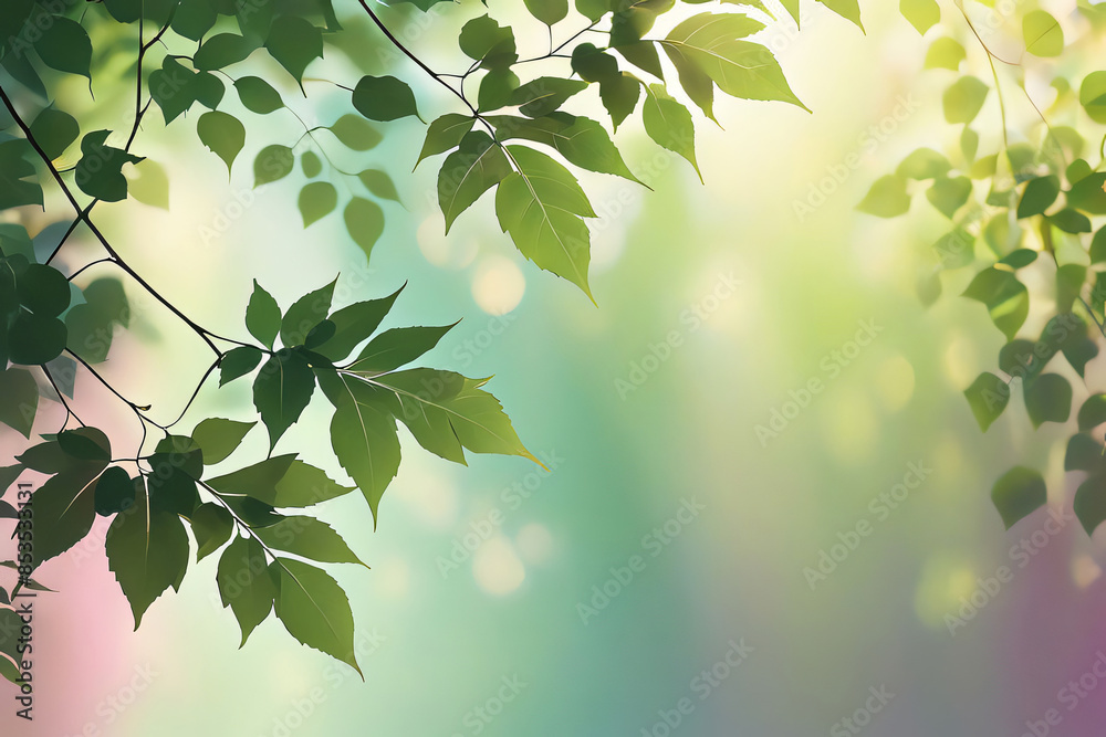 Obraz premium Abstract image of leafy foliage on a pastel-colored background