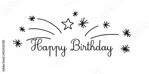 Photography Greeting text of happy birthday design with fireworks vector illustration