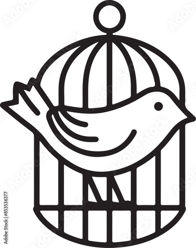 illustration of a cage with bird