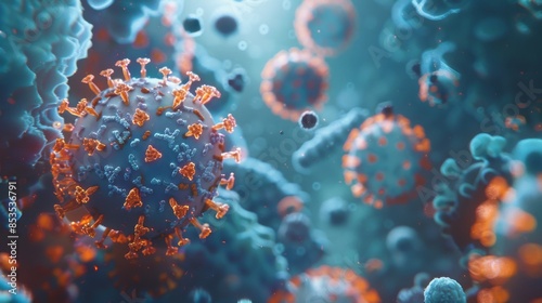 a close up of a cell surrounded by many small balls of blood