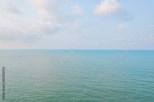 Aerial view amazing of Gulf Thai Sea, Beautiful ocean in the morning summer season in Thailand. © Chalearmrat
