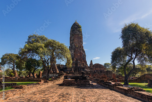 Photography Wat Phra Ram ancient temple of ayutthaya, one pagoda of the most beautiful history site in historical park Ayutthaya, Thailand
