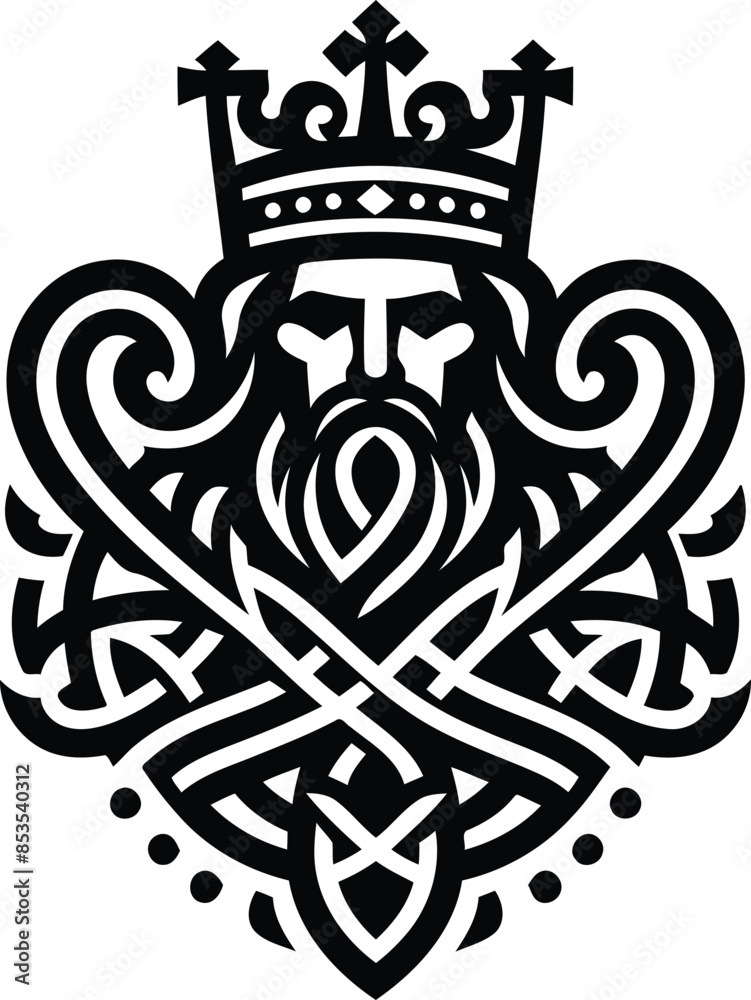 Obraz premium king in silhouete with celtic knot pattern illustration