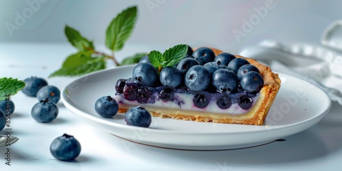 Rustic Blueberry Tart: A Yummy Food Delight, Vibrant Colors illustration, Food Blogger Instagram Posts, Wallpaper, banner design, brochure, web, advertising,